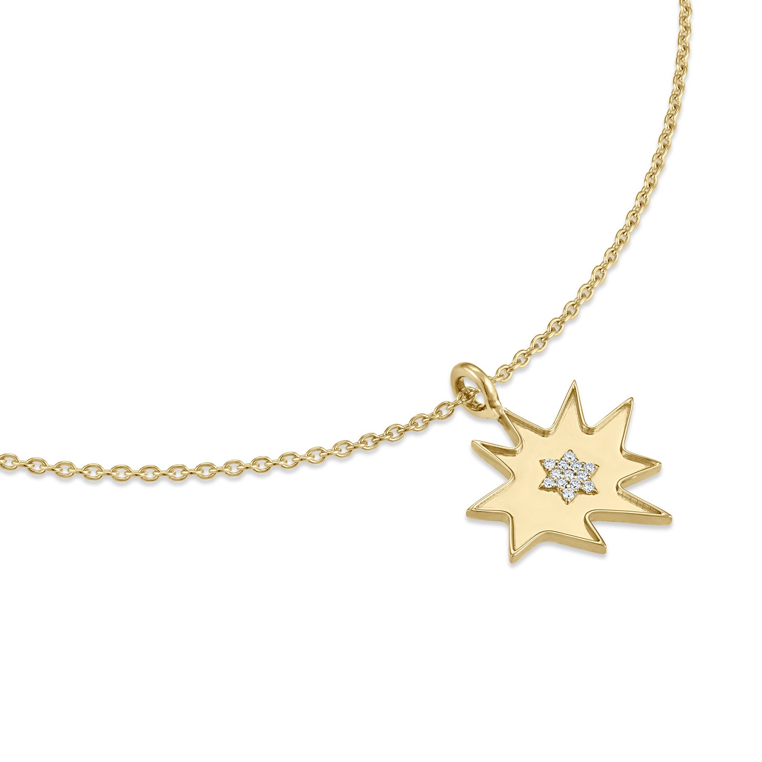 Gold Midi KAPOW! Necklace with Pavé Diamond Star of David