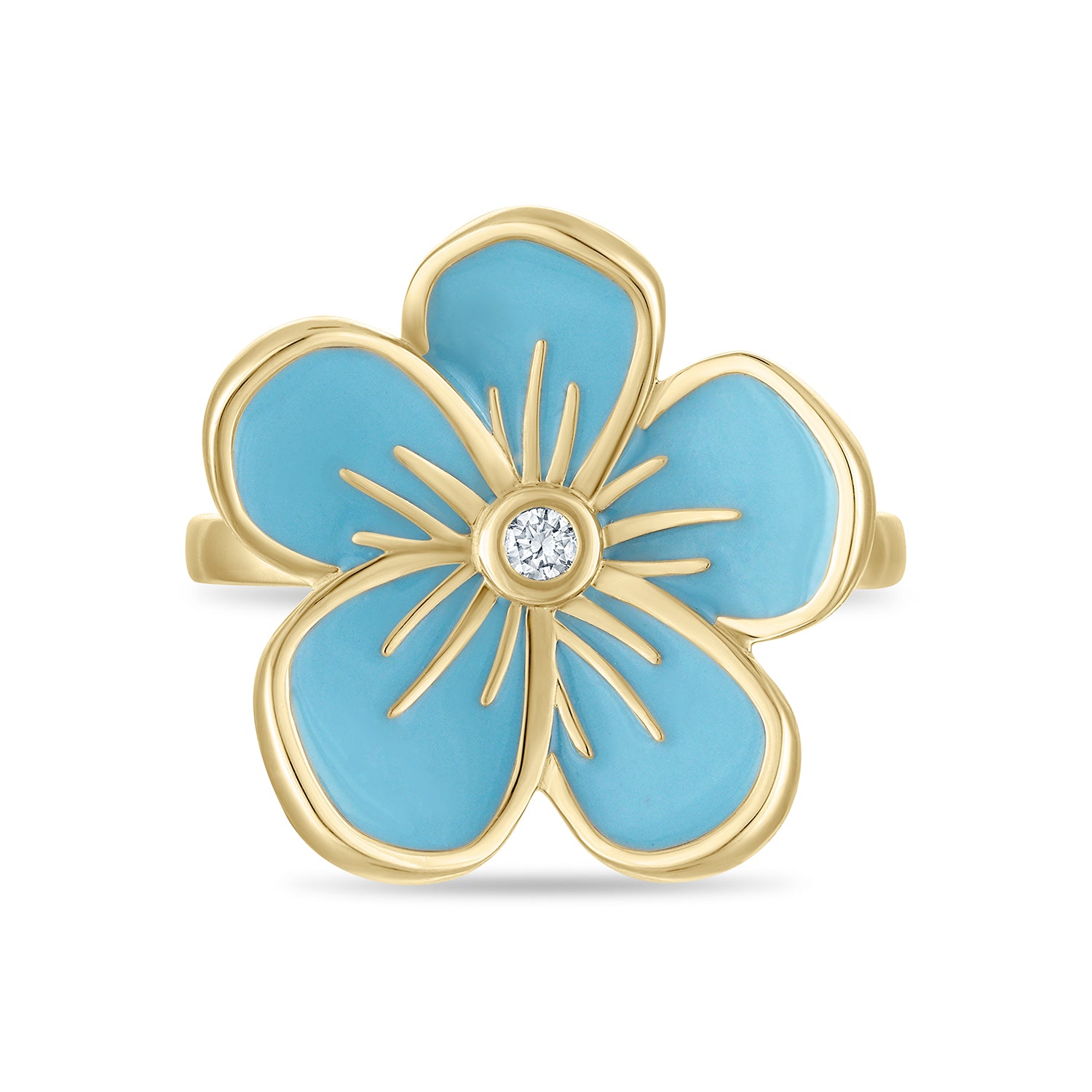 Large Florette Single Flower Cocktail Ring in Forget-Me-Not Blue