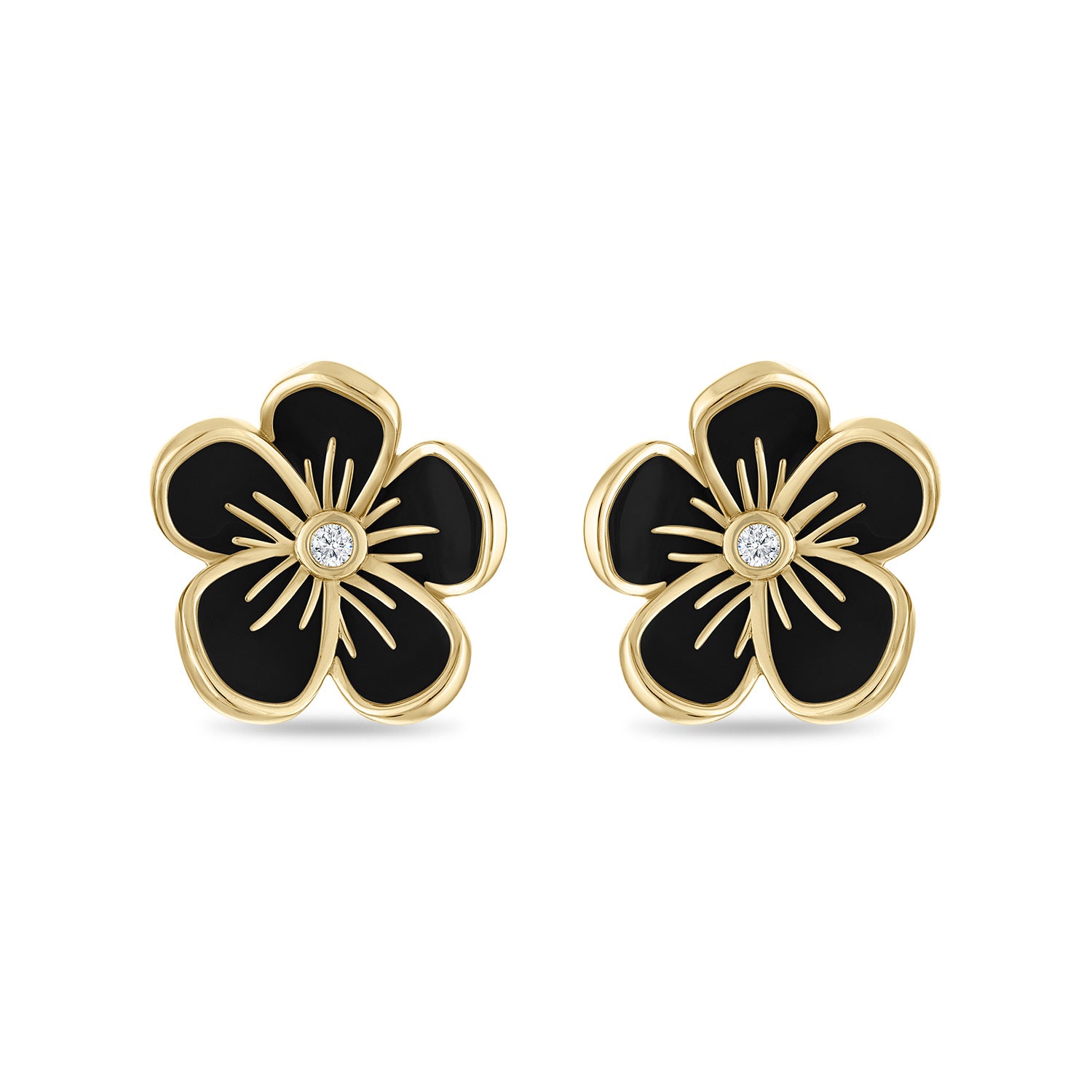 Large Florette Studs in Black