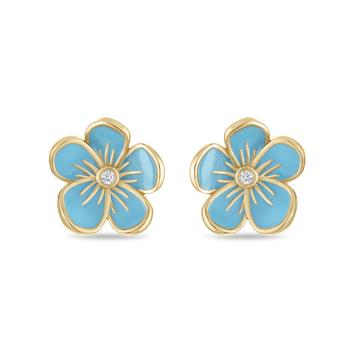 Large Florette Studs in Forget-Me-Not Blue