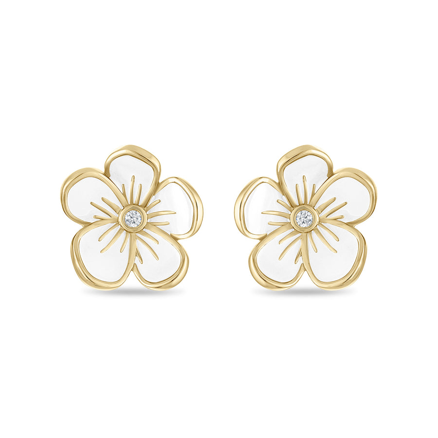 Large Florette Studs in White