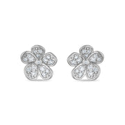 Medium Florette Studs in Pavé Diamonds and White Gold