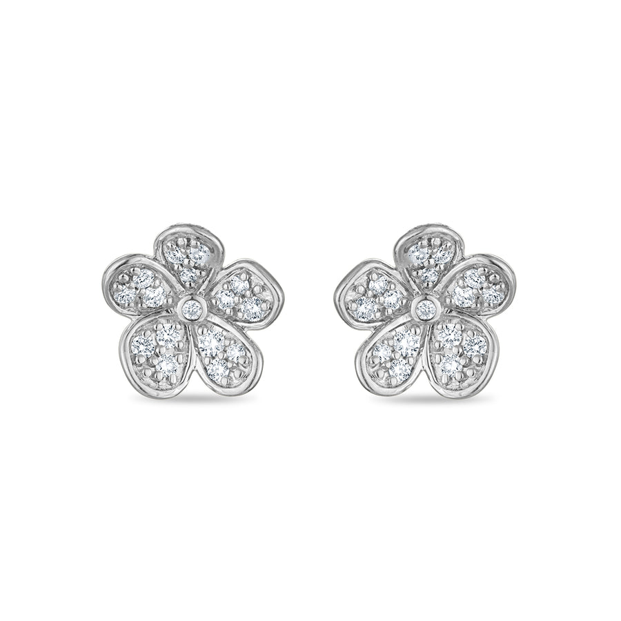 Medium Florette Studs in Pavé Diamonds and White Gold