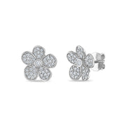 Medium Florette Studs in Pavé Diamonds and White Gold