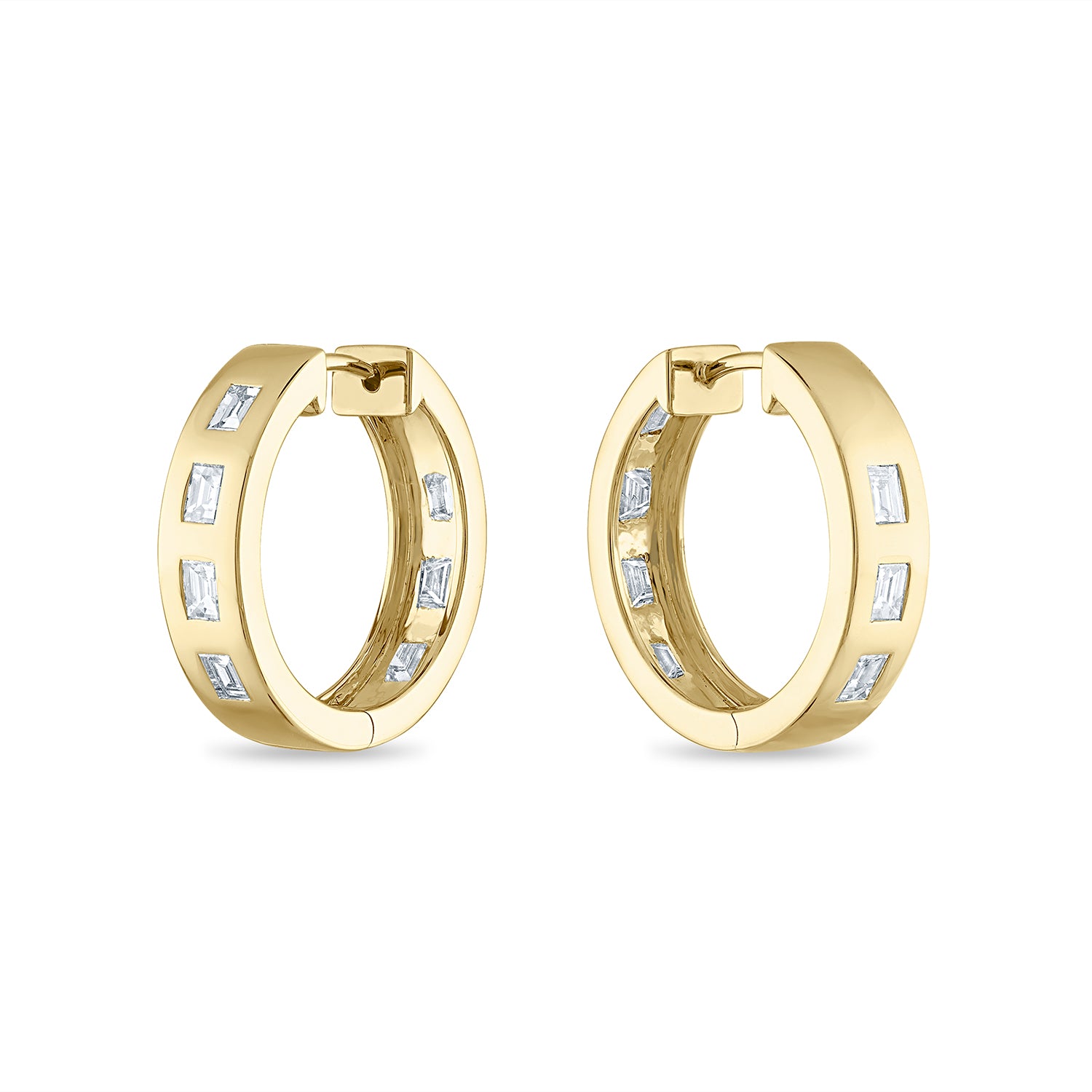Essentials Medium Linear Diamond Hoop Earrings