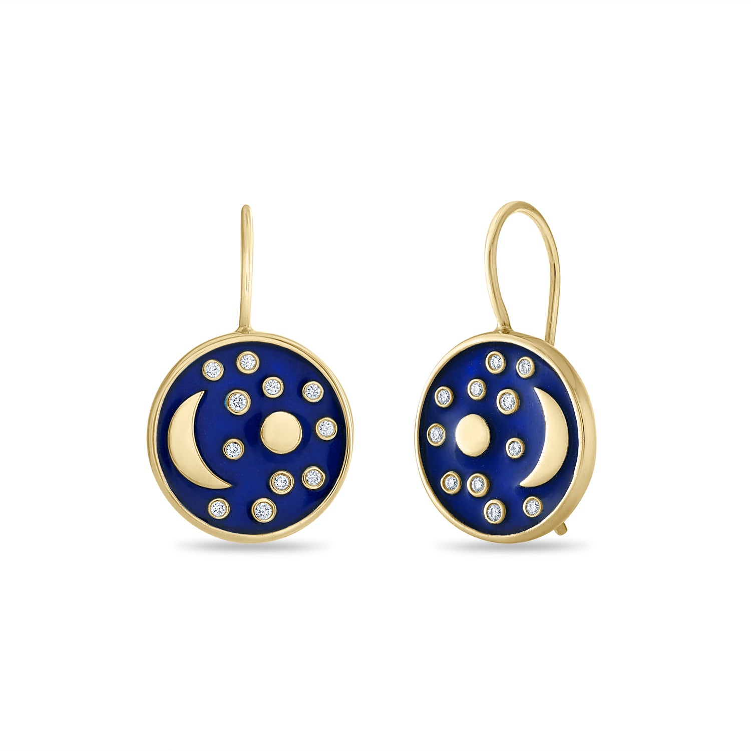 Nebra Sky Medium Enamel and Diamond Disc Earrings