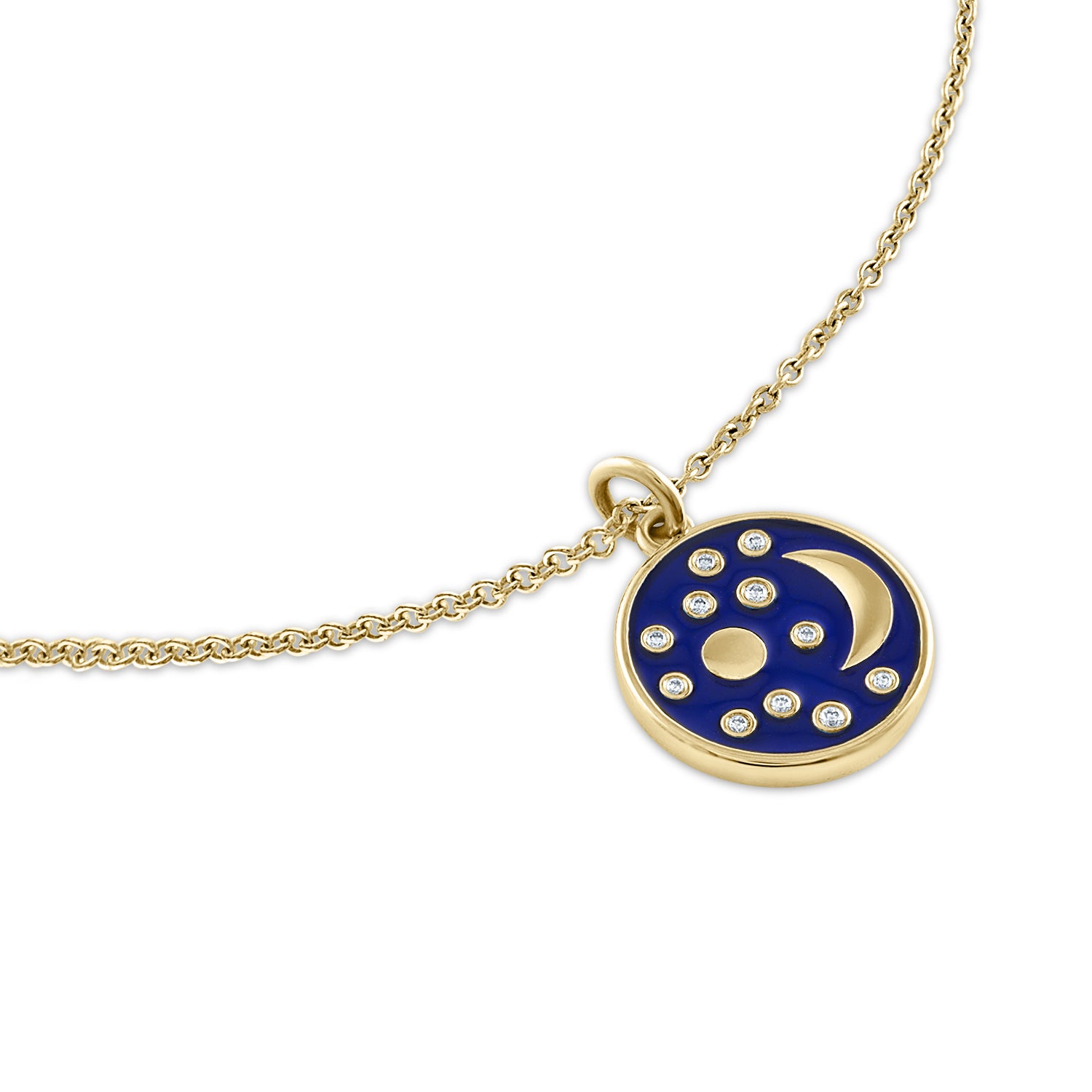 Nebra Sky Medium Enamel and Diamond Disc Pendant Necklace