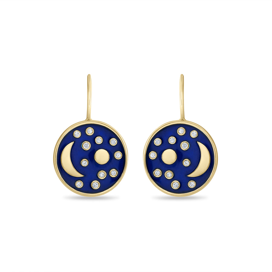 Nebra Sky Medium Enamel and Diamond Disc Earrings