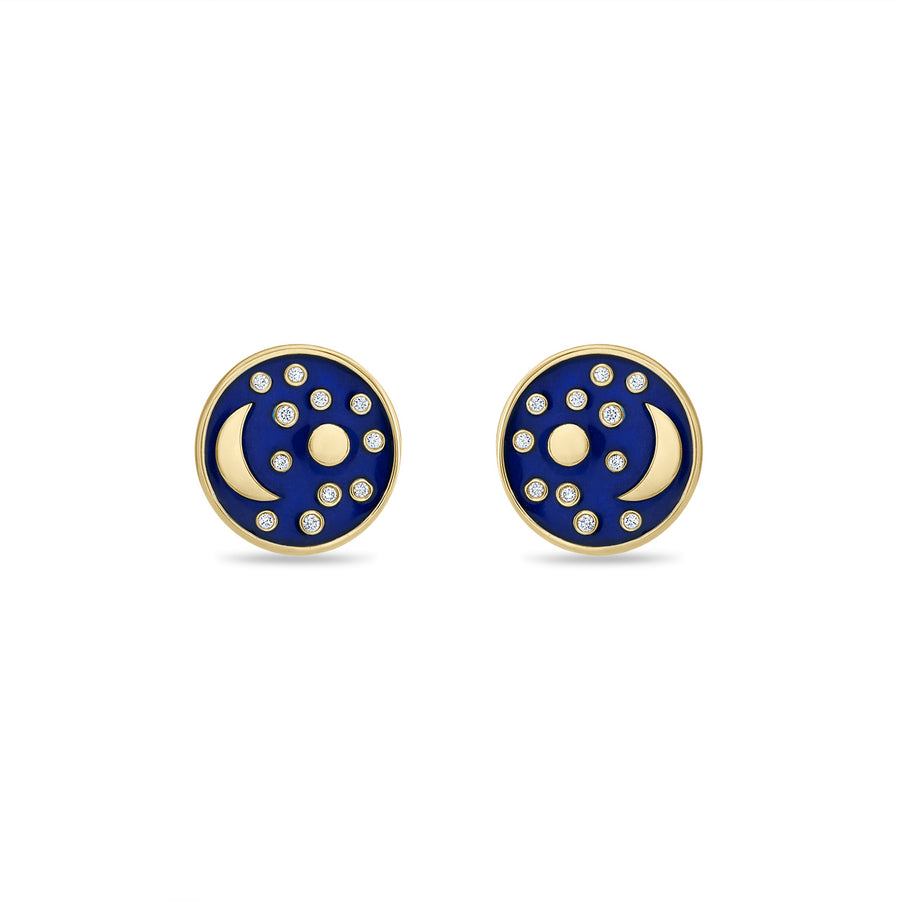 Nebra Sky Enamel and Diamond Disc Studs