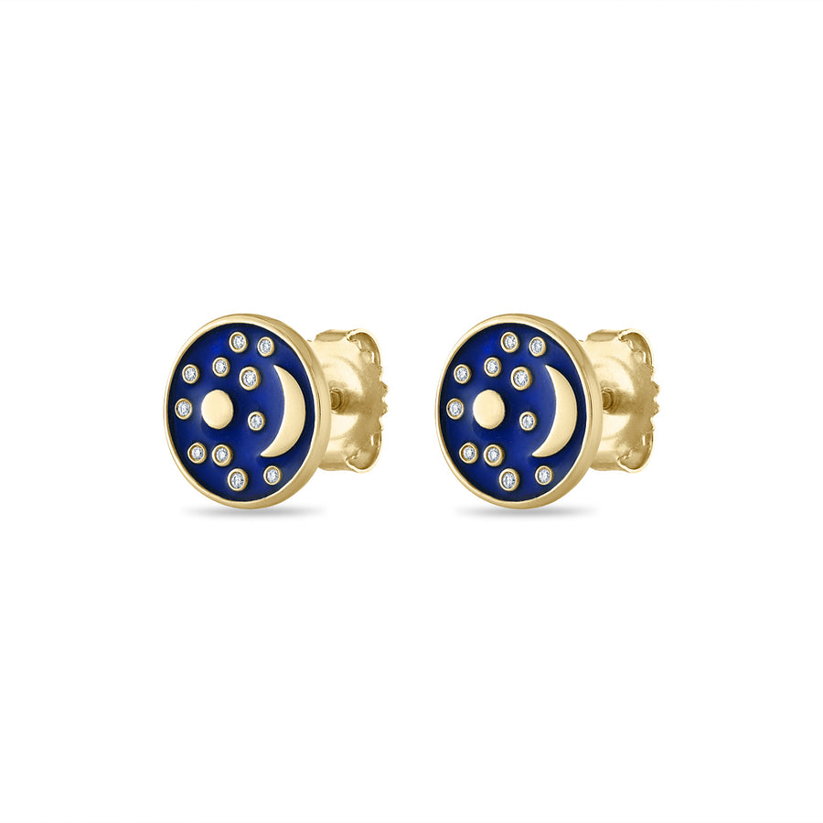 Nebra Sky Enamel and Diamond Disc Studs