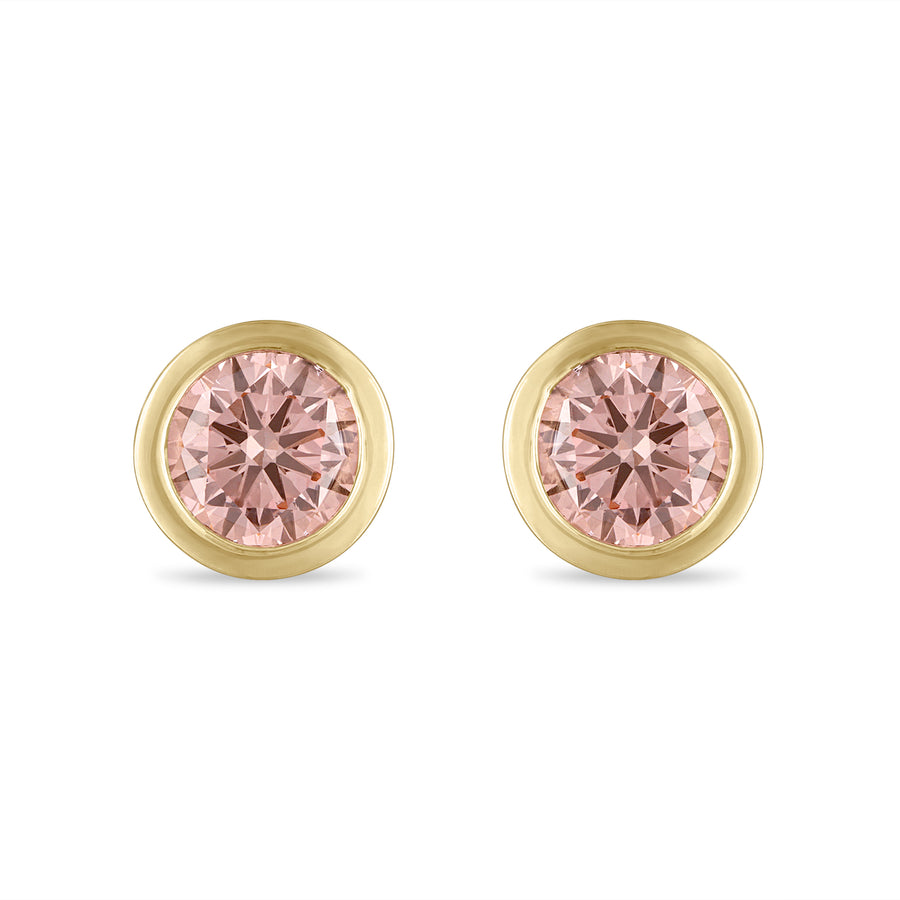 Palazzo Bezel Set Lab Created Pink 3 Carat Diamond Studs