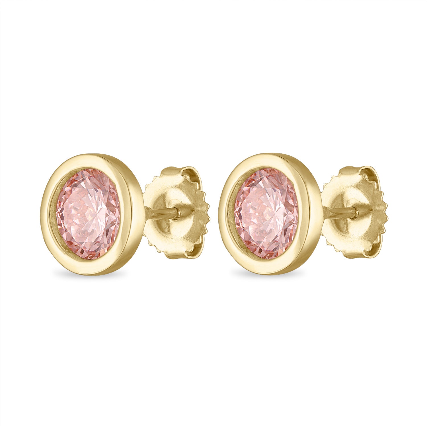Palazzo Bezel Set Lab Created Pink 3 Carat Diamond Studs