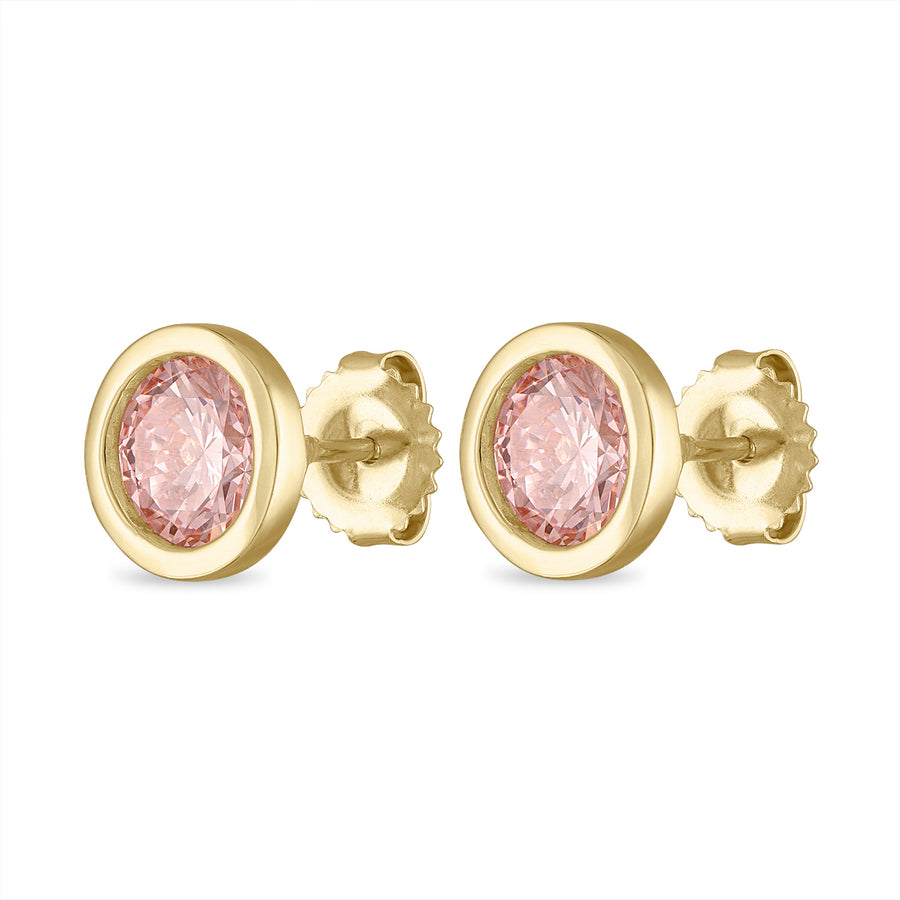 Palazzo Bezel Set Lab Created Pink 3 Carat Diamond Studs