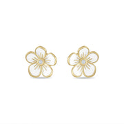 Small Florette Studs in White