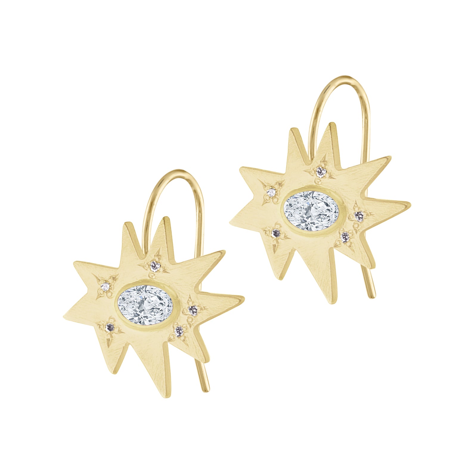 Gold Midi KAPOW! Earrings: Diamond