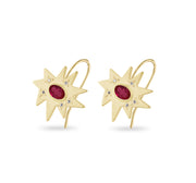 Gold Midi KAPOW! Earrings with Ruby