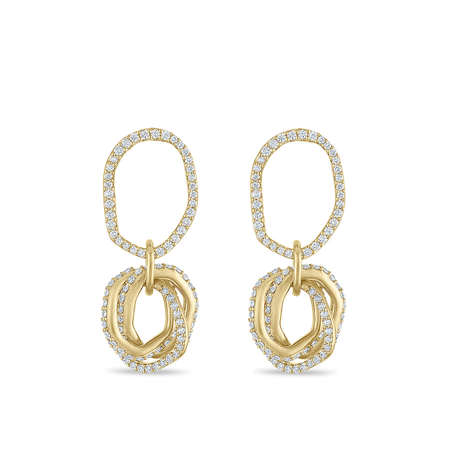 Teatro Gold Earrings with Pavé Diamonds