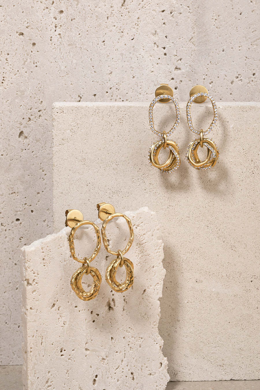 Teatro Gold Earrings with Pavé Diamonds