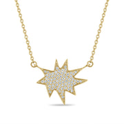 Gold Midi KAPOW! Necklace with Full Pavé Diamonds