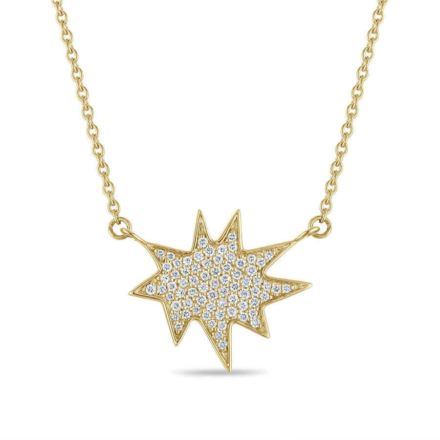 Gold Midi KAPOW! Necklace with Full Pavé Diamonds