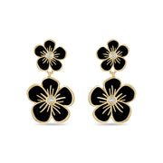 Double Florette Earrings in Black