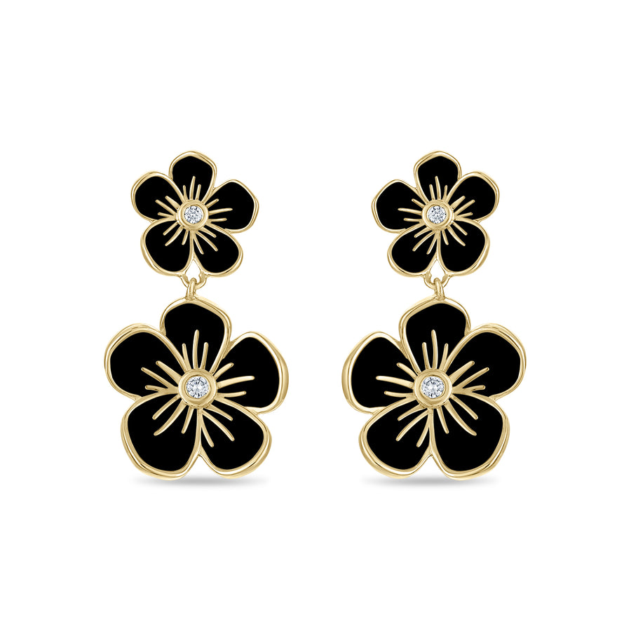 Double Florette Earrings in Black
