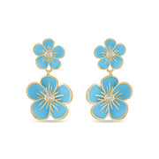 Double Florette Earrings in Forget-Me-Not Blue