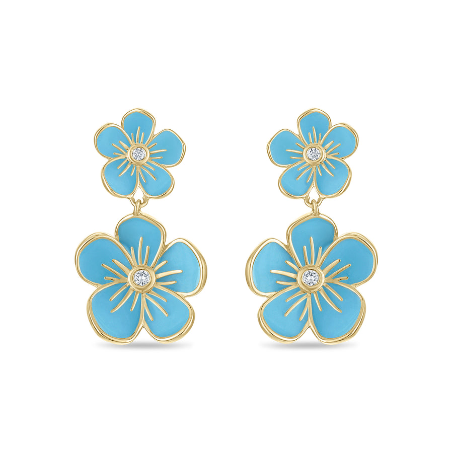 Double Florette Earrings in Forget-Me-Not Blue