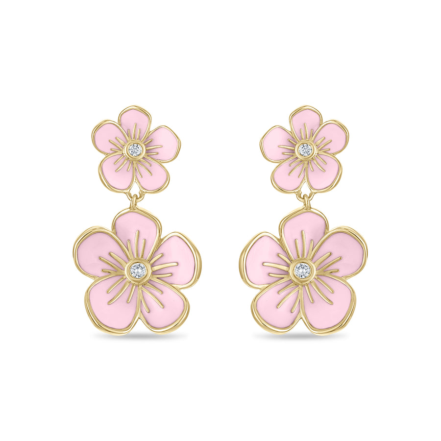 Double Florette Earrings in Baby Pink