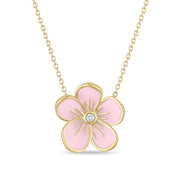 Large Florette Single Pendant Necklace in Baby Pink
