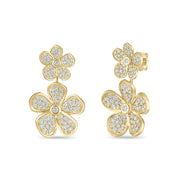 Convertible Double Florette Earrings in Pavé Diamonds