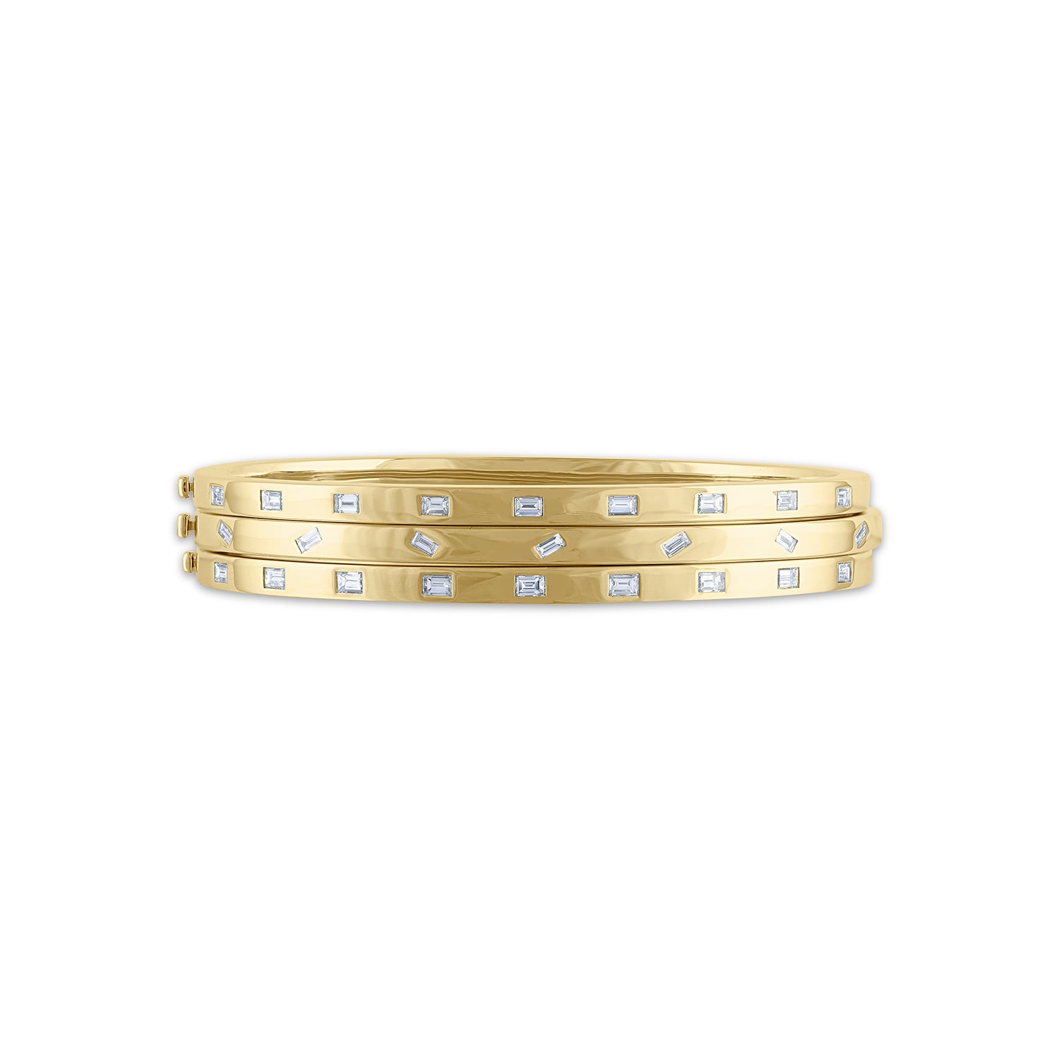Essentials Bangle Bracelet with Linear Diamond Baguettes
