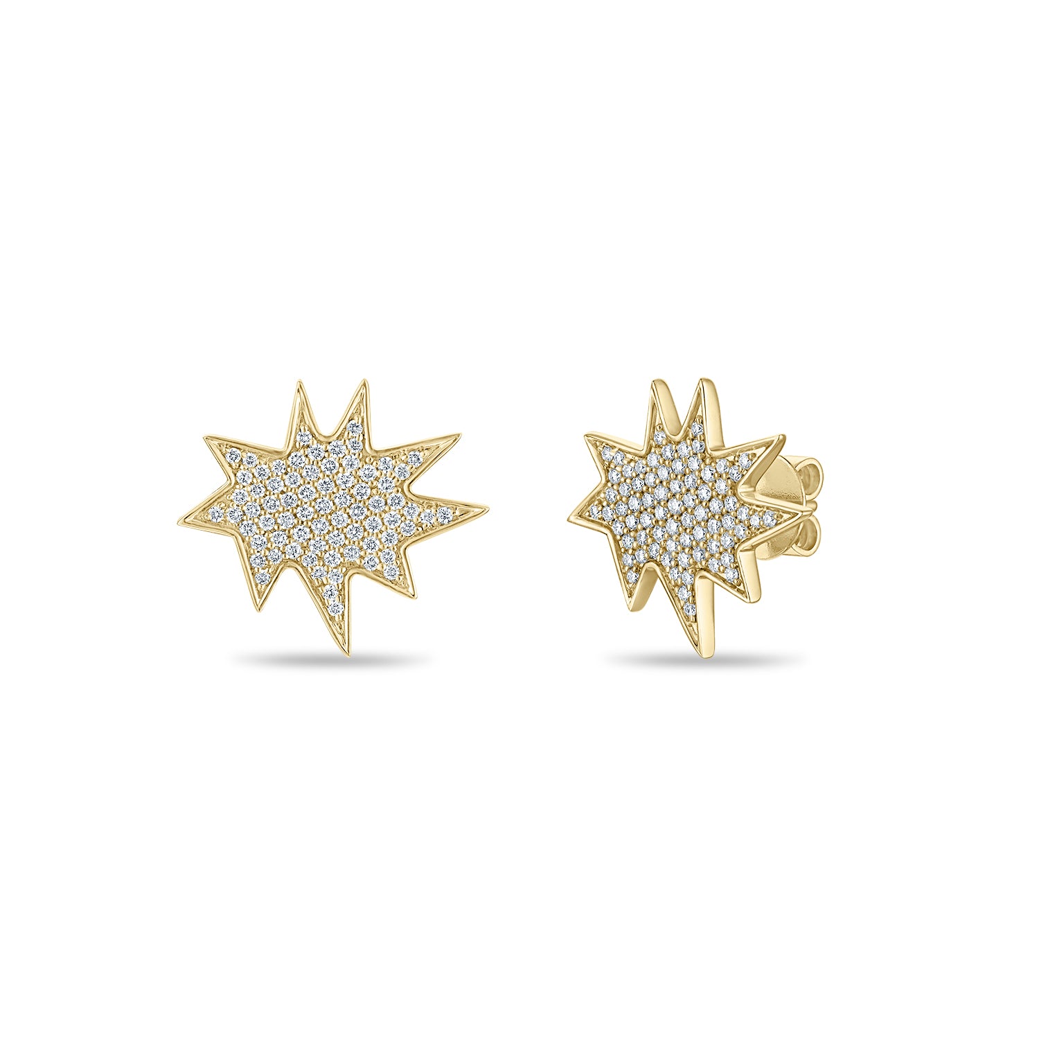 Gold Midi KAPOW! Studs, Pavé Diamonds