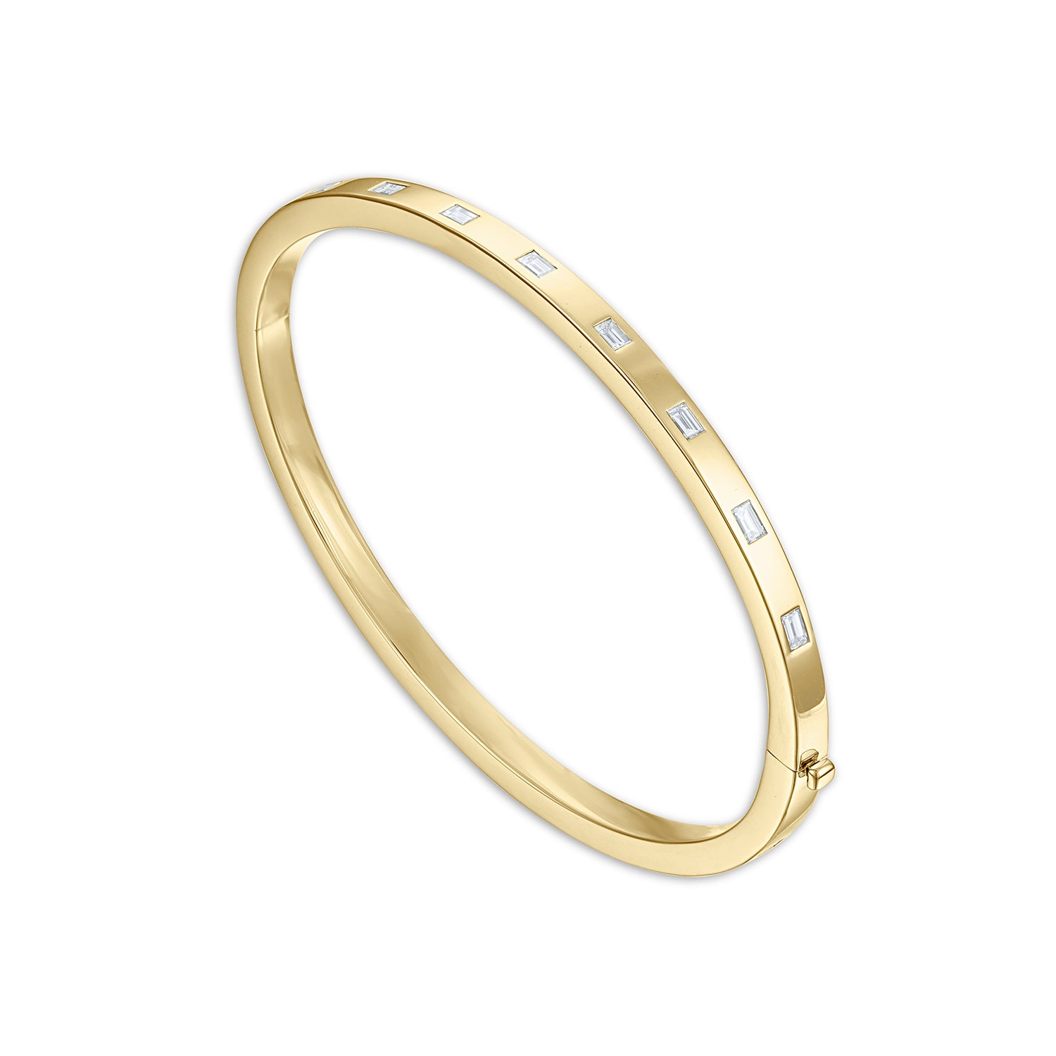 Essentials Bangle Bracelet with Linear Diamond Baguettes