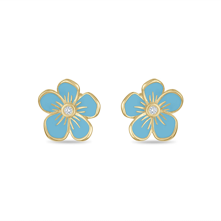 Medium Florette Studs in Forget-Me-Not Blue