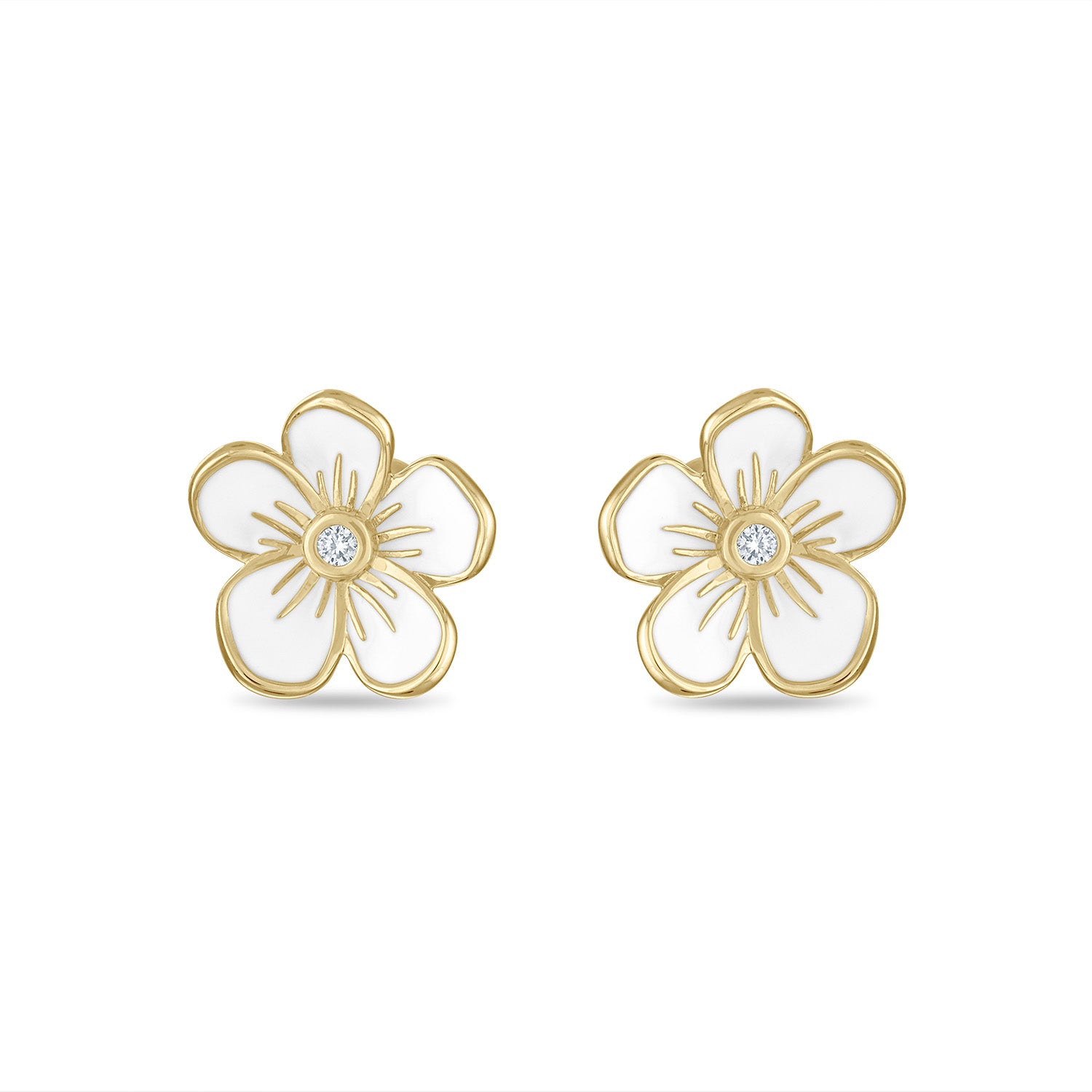 Medium Florette Studs in White