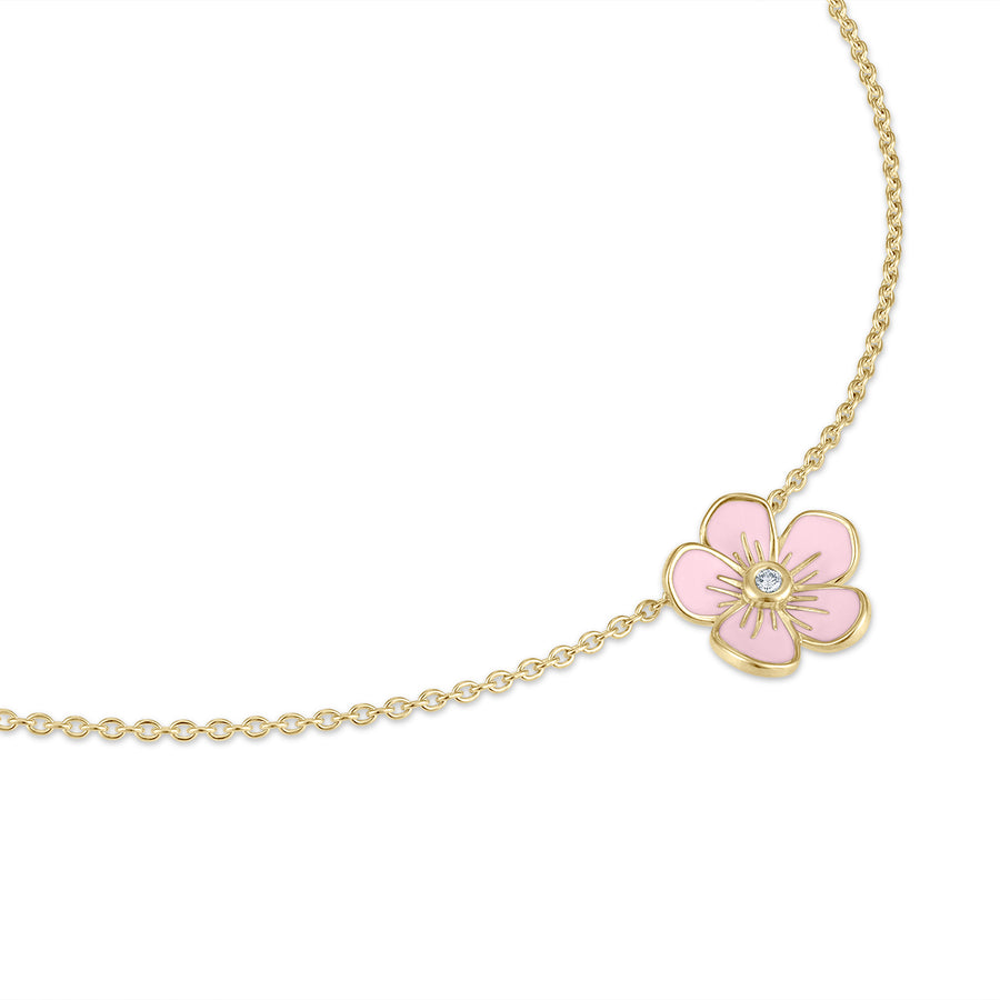 Medium Florette Single Pendant Necklace in Baby Pink