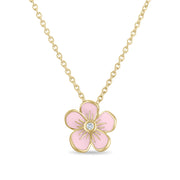 Medium Florette Single Pendant Necklace in Baby Pink