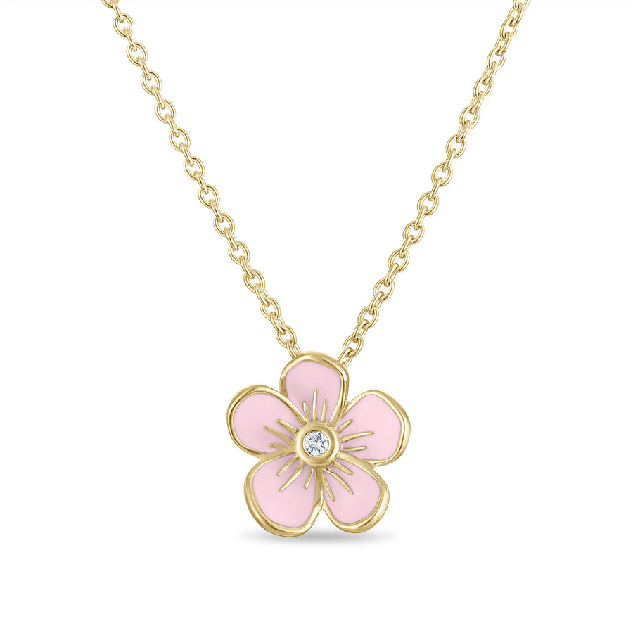 Medium Florette Single Pendant Necklace in Baby Pink
