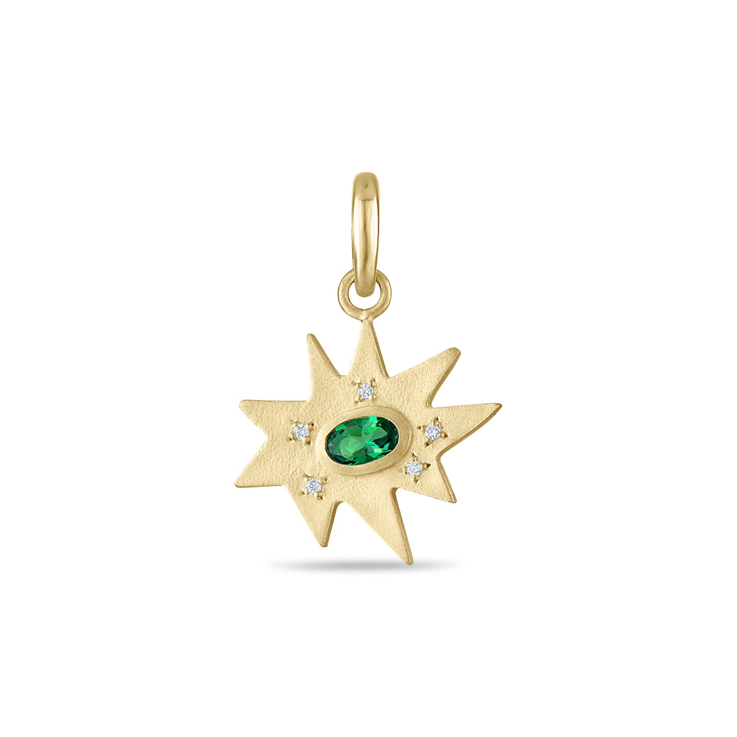 Gold Midi KAPOW! Charm with Green Tourmaline