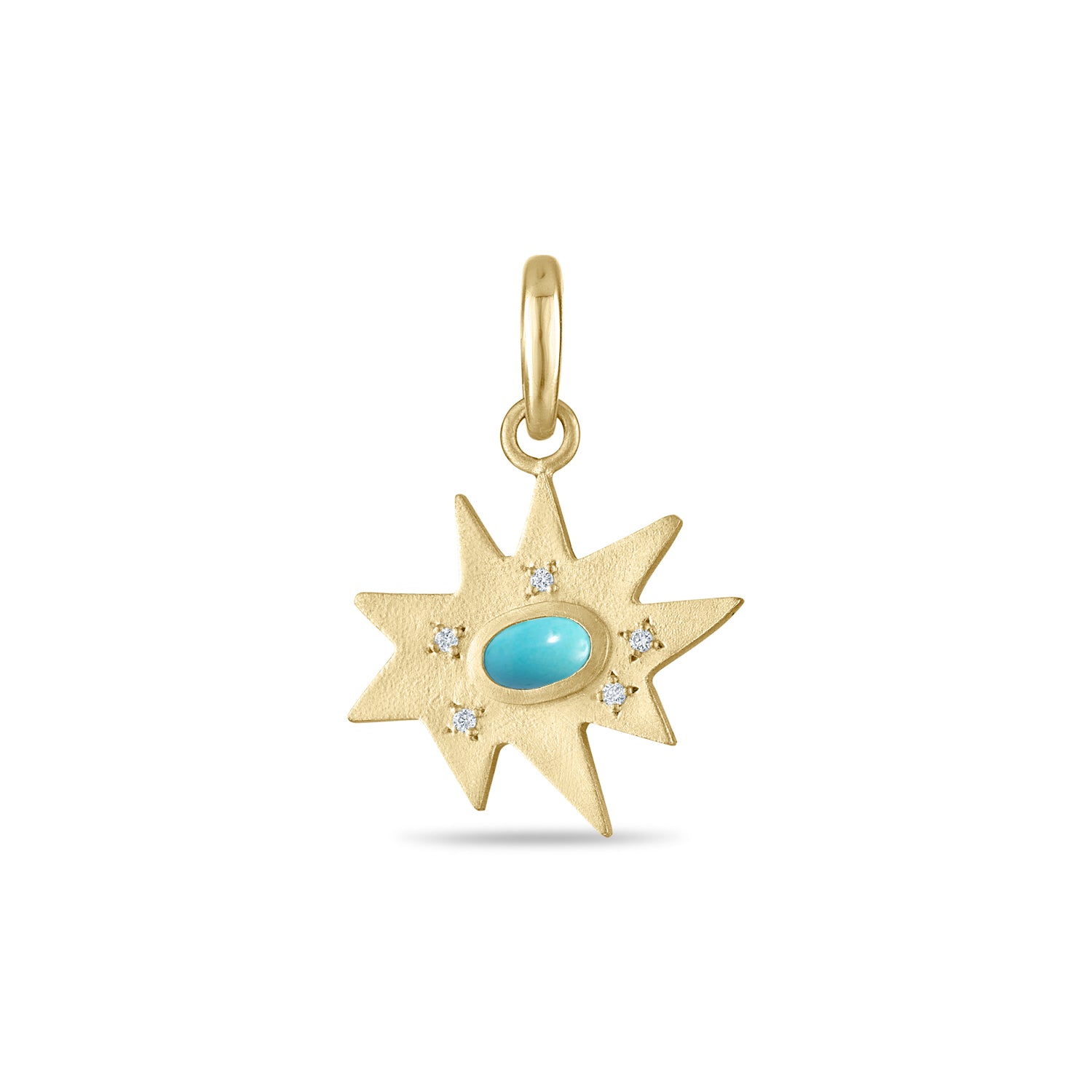 Gold Midi KAPOW! Charm with Turquoise