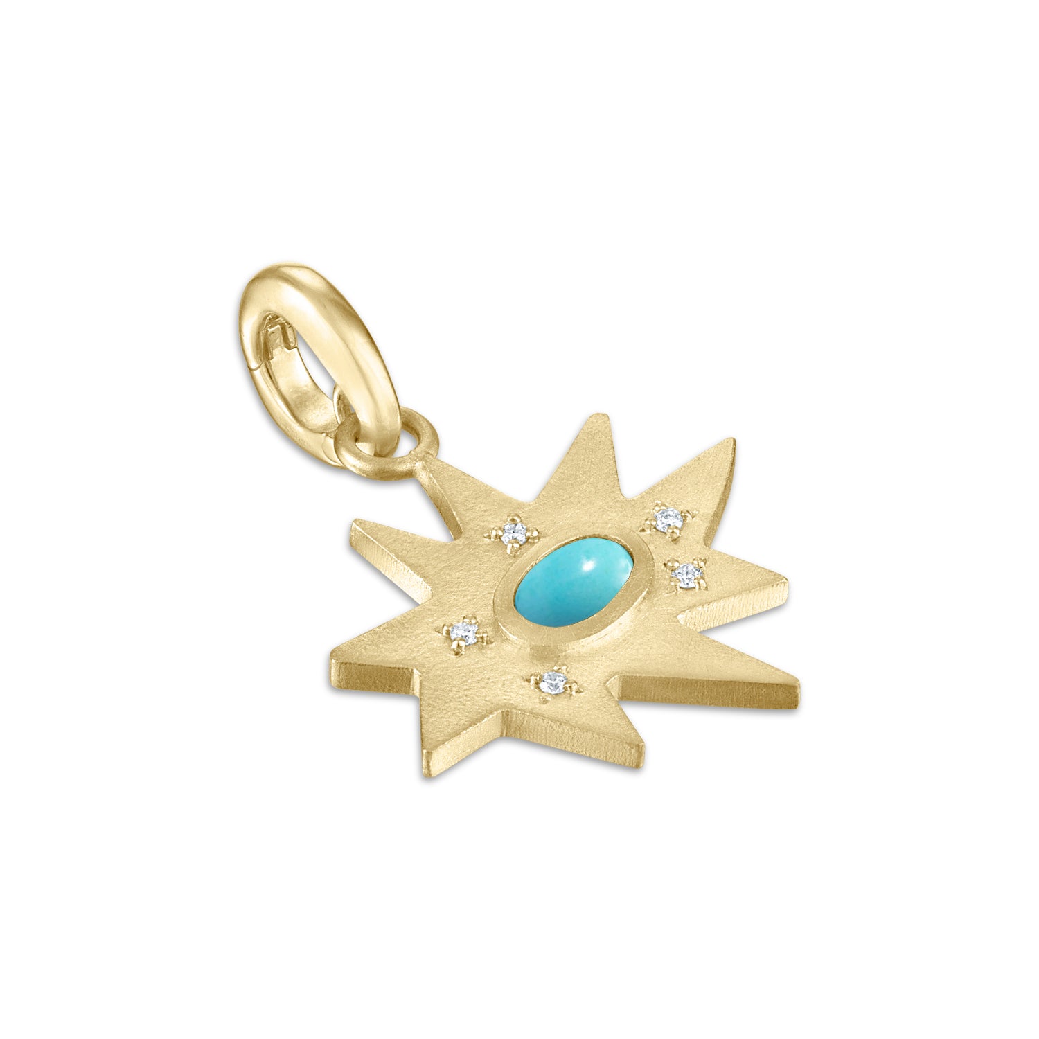 Gold Midi KAPOW! Charm with Turquoise