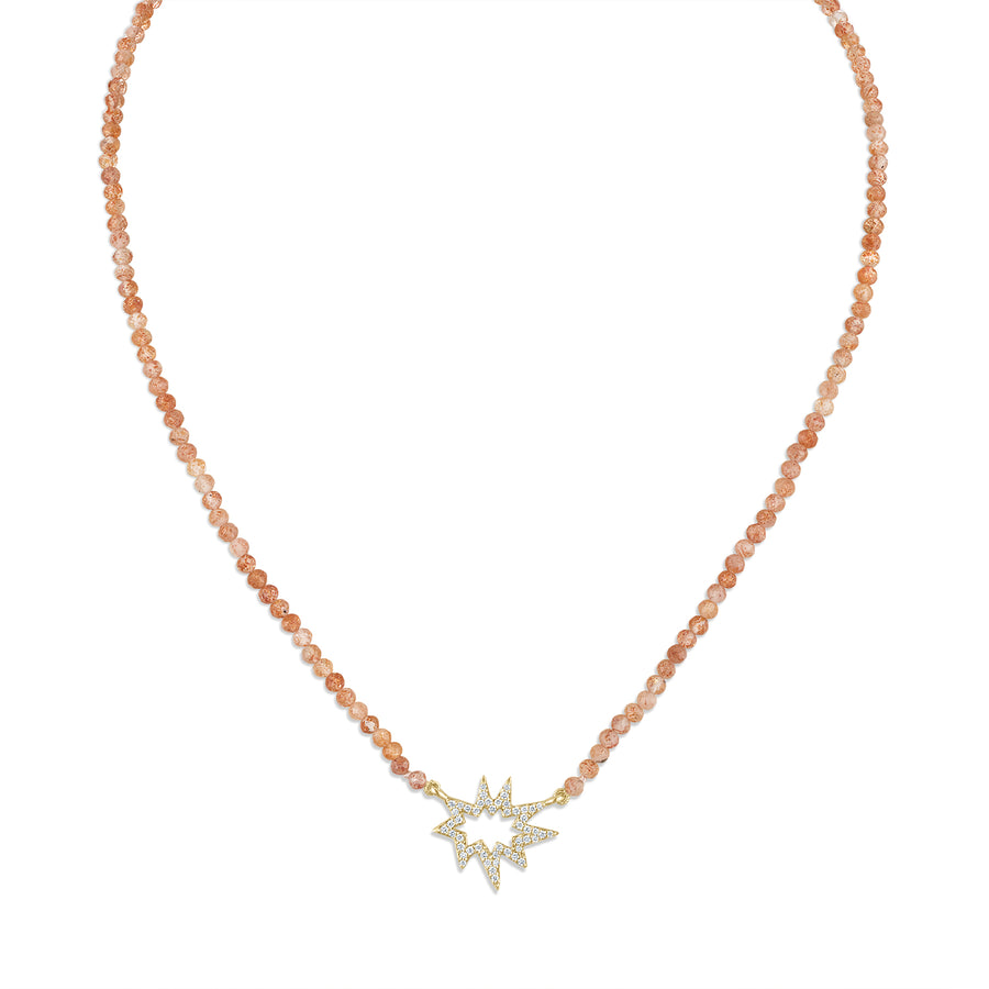 Oregon Sunstone Beaded Necklace with Pavé Diamond Midi Nova KAPOW!