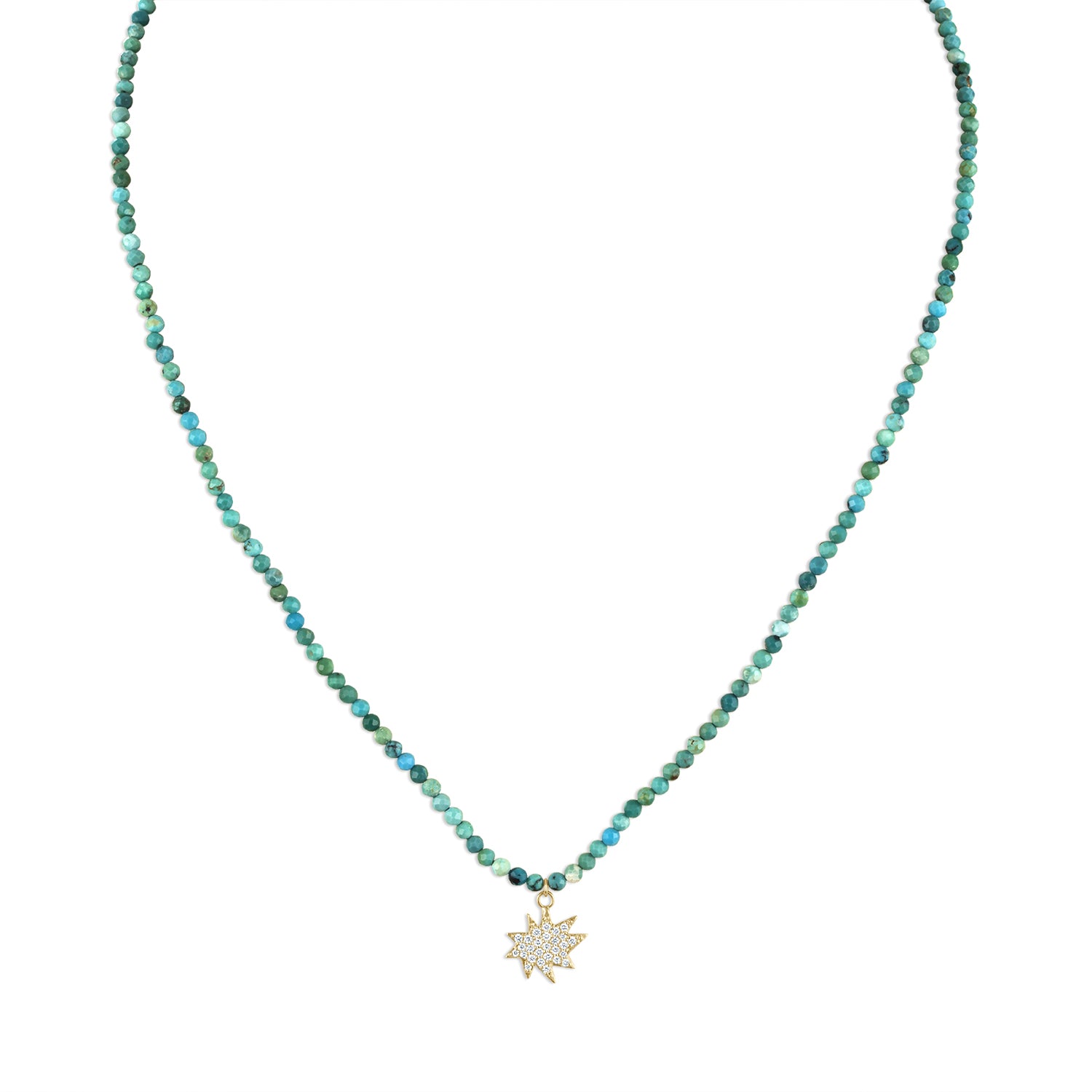 Turquoise Beaded Necklace with Pavé Diamond Mini KAPOW!