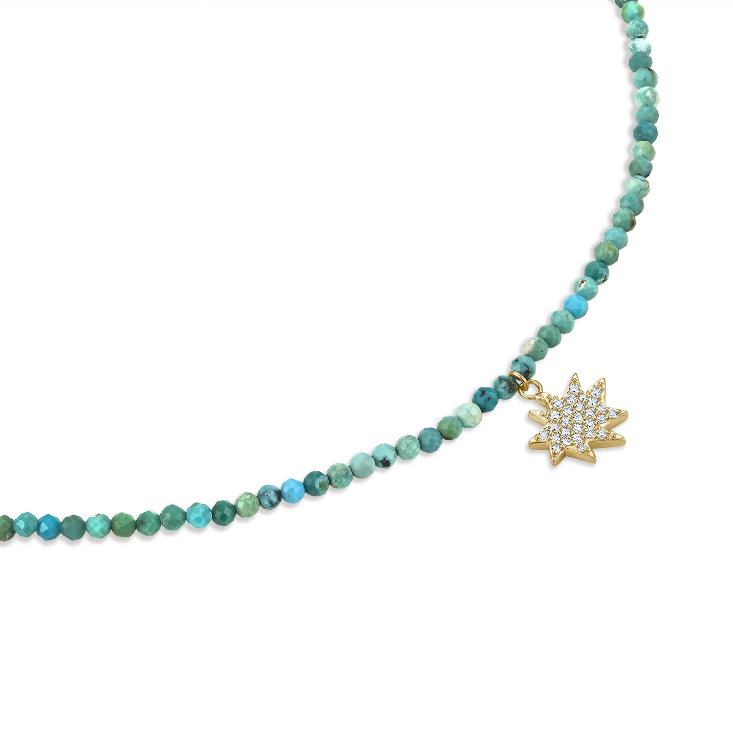 Turquoise Beaded Necklace with Pavé Diamond Mini KAPOW!