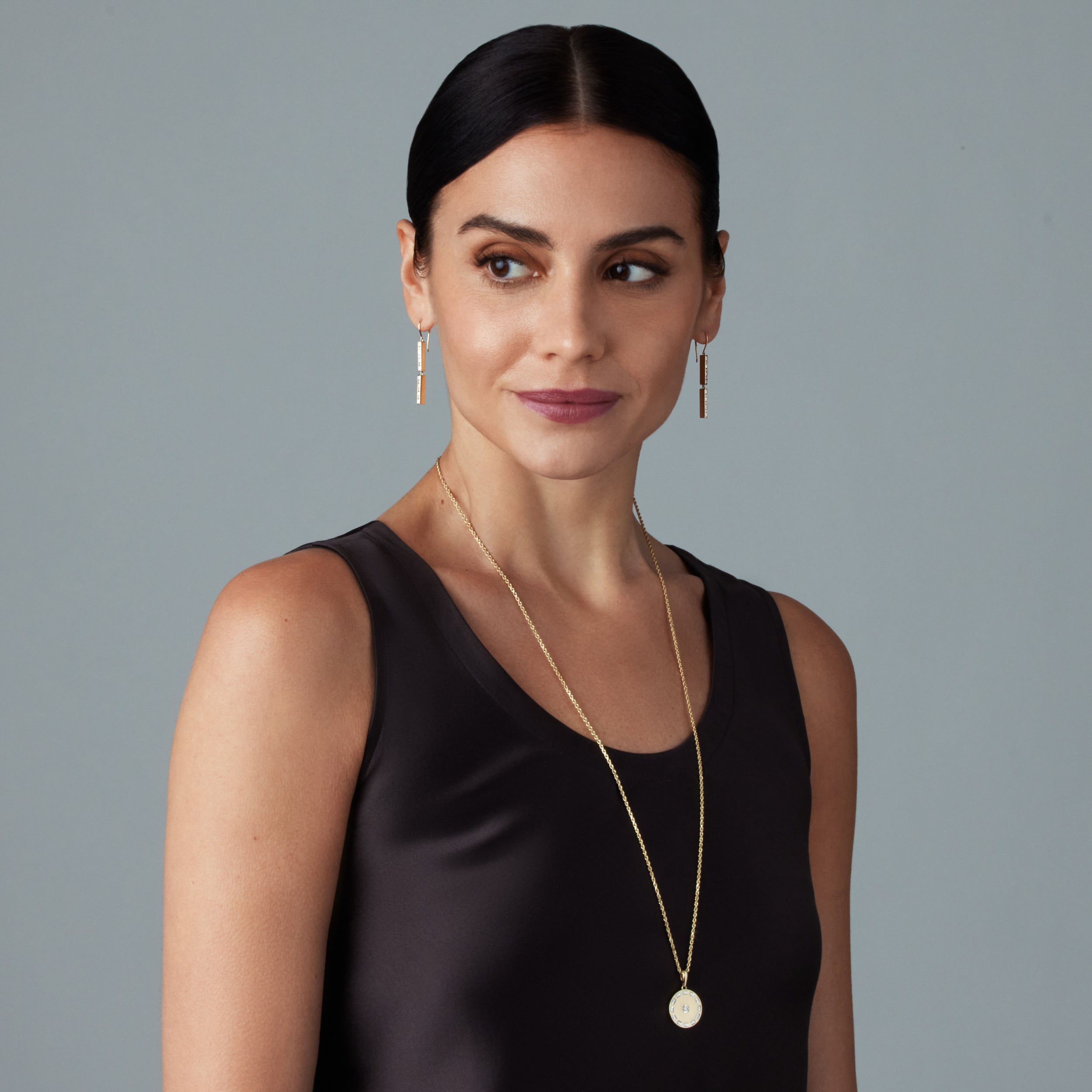 Essentials Sunspoke Gold and Diamond Medallion Long Necklace