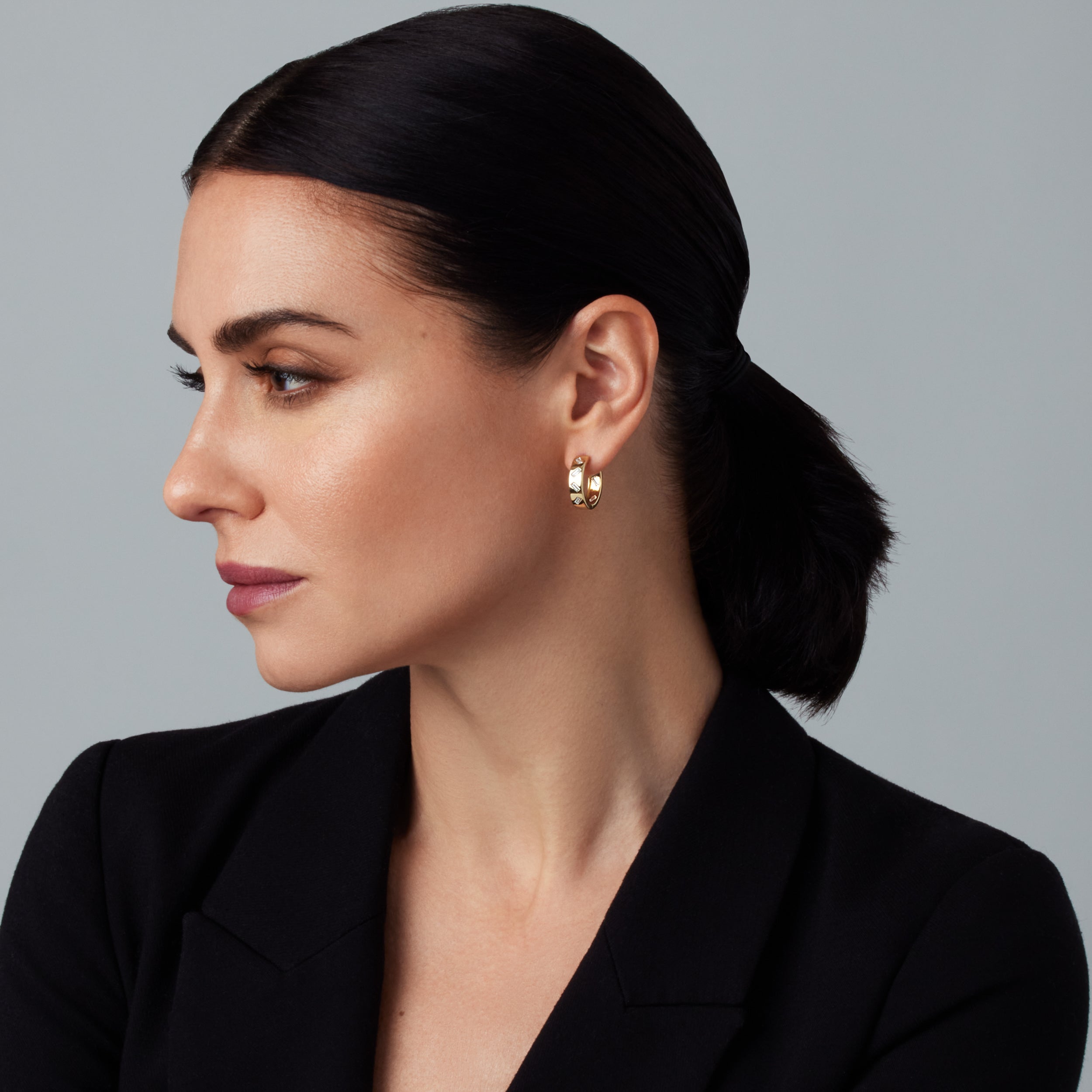 Essentials Medium Scattered Diamond Hoops