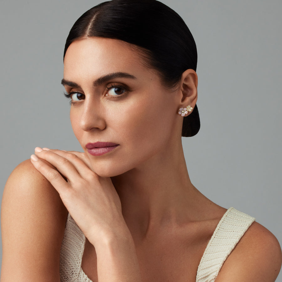 Small Florette Studs in Pavé Diamonds