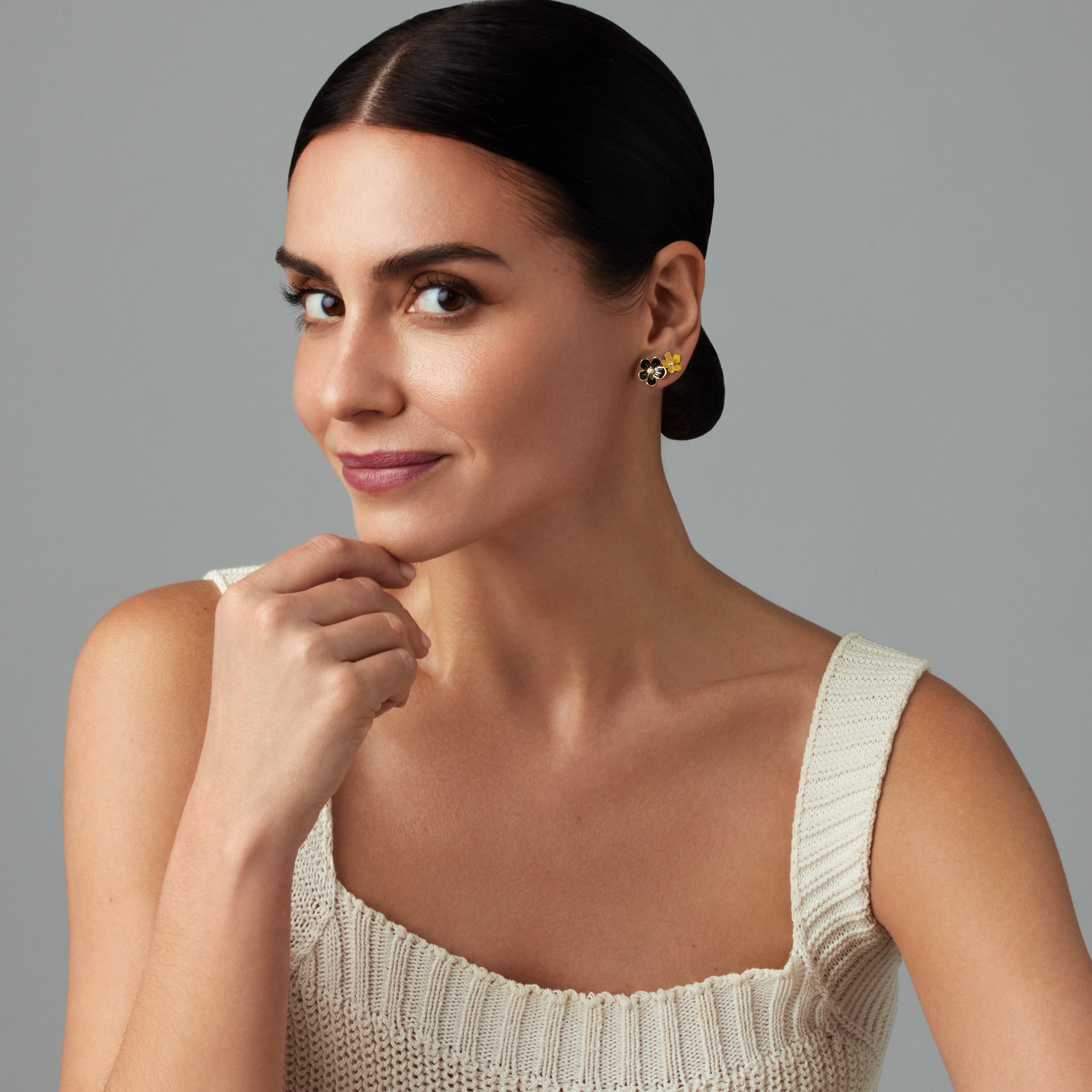 Small Florette Studs in Lemon Yellow