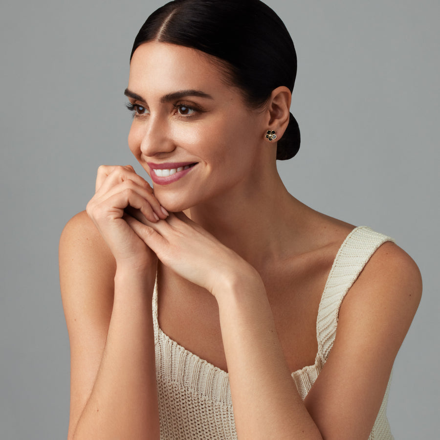 Large Florette Studs in Black